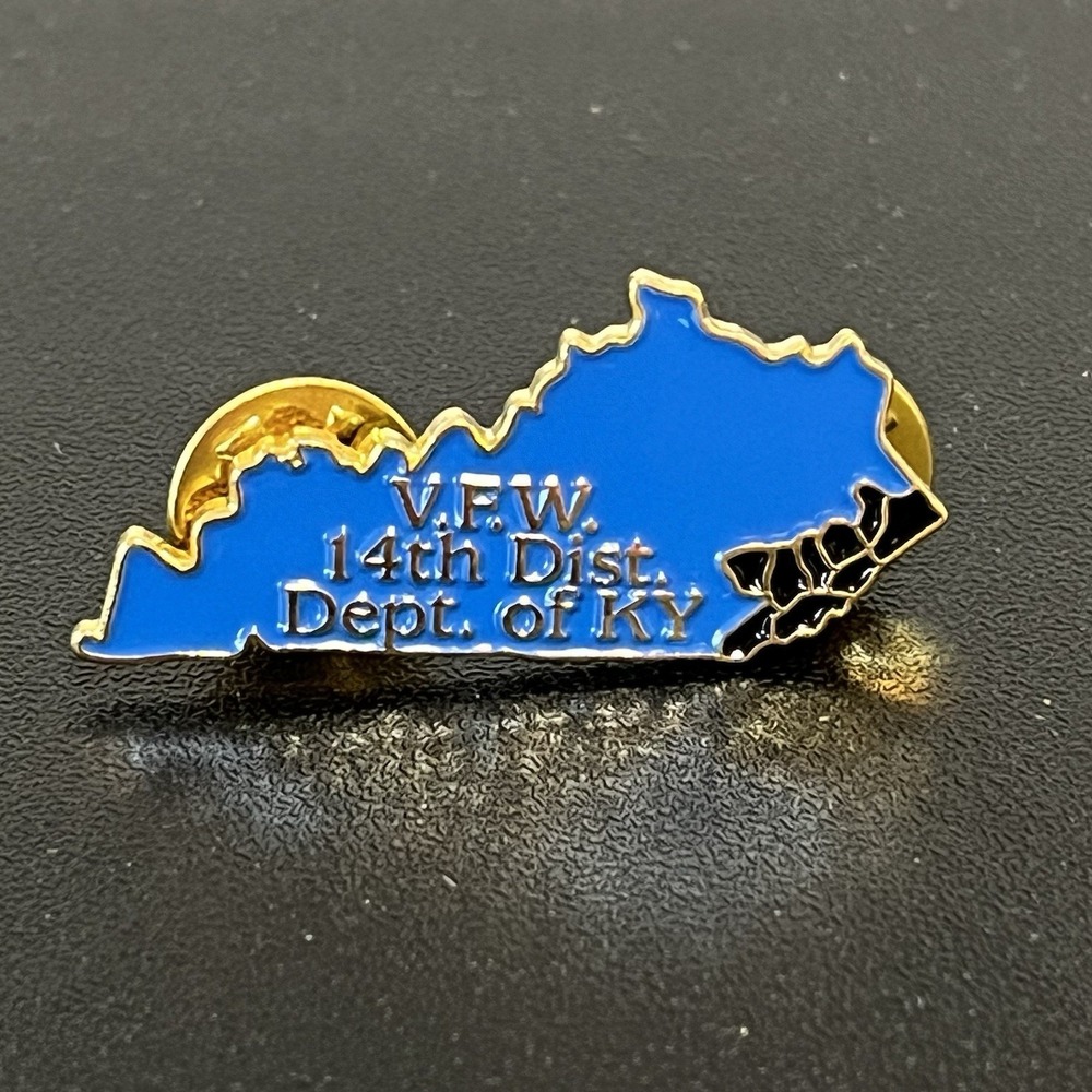 Kentucky State Lapel Pin VFW 14th District Dept Of KY Blue Gold Double Pin NEW